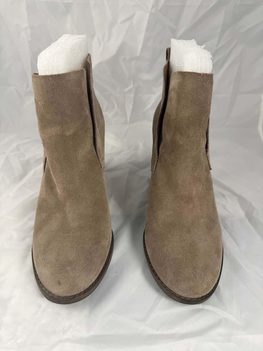 Lucky Brand Tamer Wedge Boot Bootie 8.5  Gray/Tan Suede Ankle Pull On